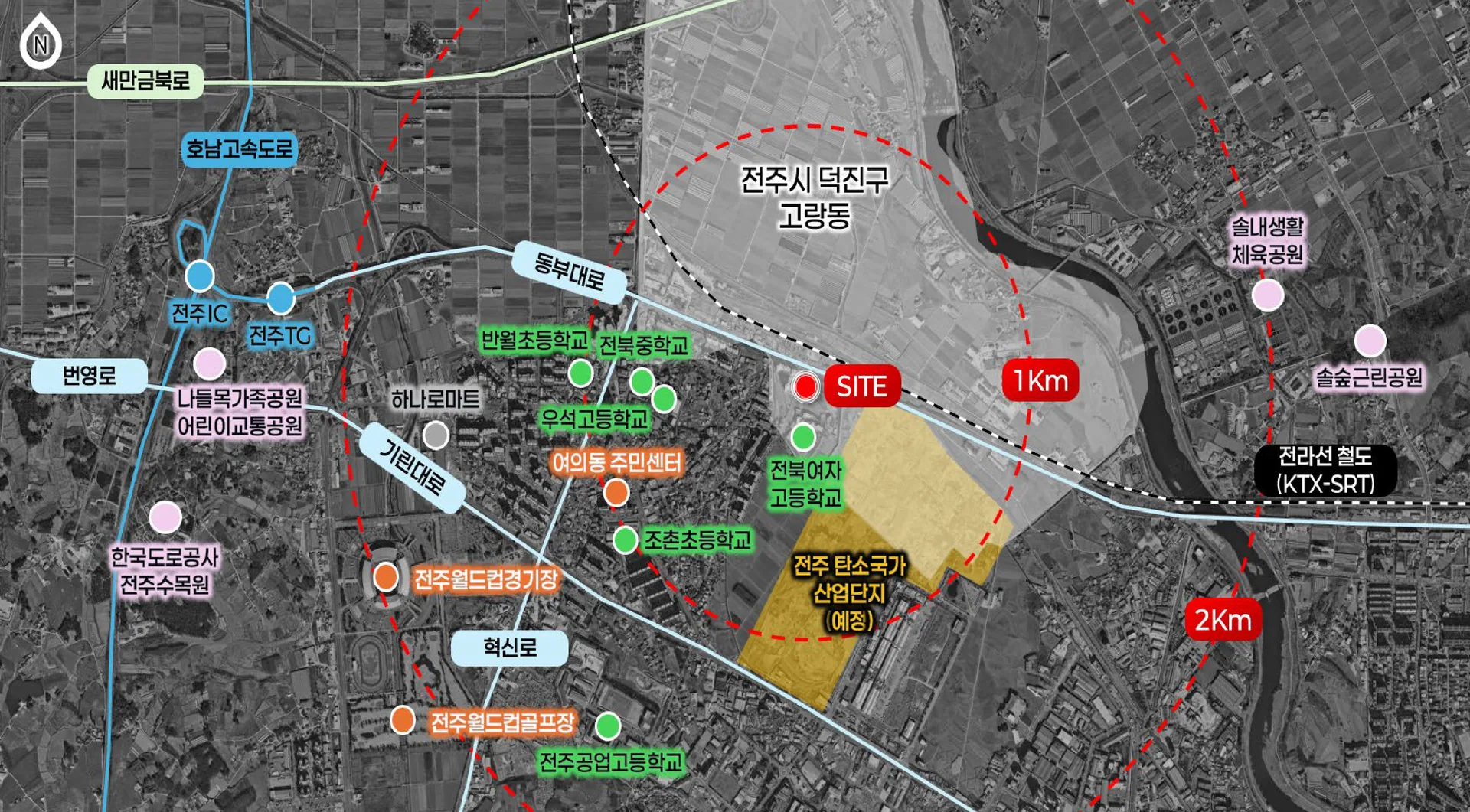 북전주 광신프로그레스 입지환경 - 초중고등학교 인접, 출퇴근 용이